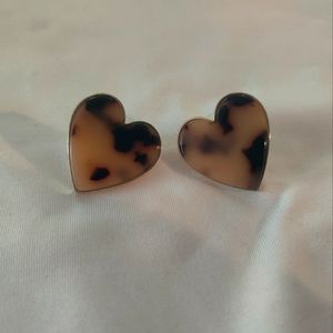 Gold / Tortoise Shell Heart Earrings